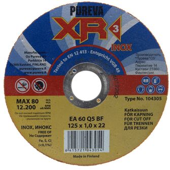 Pureva 125x1.0 XR3 Inox katkaisulaikka