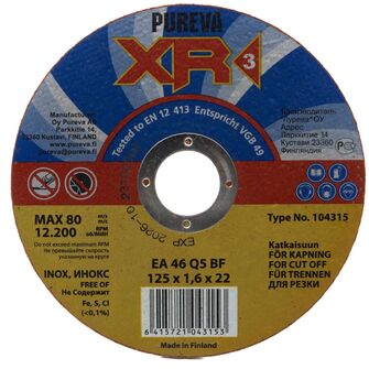 Pureva 125x1.6 XR3 Inox katkaisulaikka