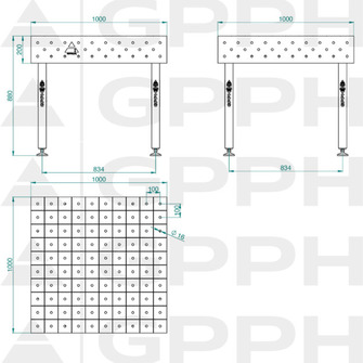 GPPH ECO 1000x1000 hitsauspöytä
