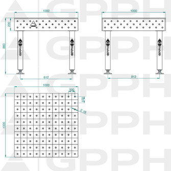 GPPH PLUS INOX 1000x1000 hitsauspöytä