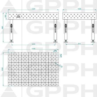 GPPH PLUS INOX 1500x1000 hitsauspöytä