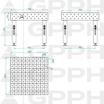 GPPH PRO 1000x1000 hitsauspöytä