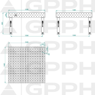 GPPH PRO 1500x1480 hitsauspöytä