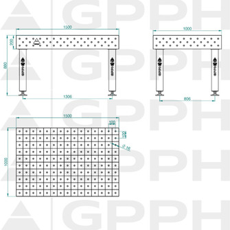 GPPH PRO INOX 1500x1000 hitsauspöytä
