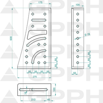 GPPH PRO Suorakulma 275x500x175x100