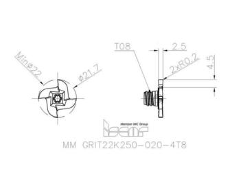 Iscar MM GRIT22K250-020-4T8 IC908 2kpl