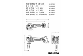 Metabo W18LT BL 11-125 Akkukulmahiomakone Runko, metaBOX