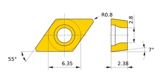 Mitsubishi DCMT 070208-MP MC6025 10kpl