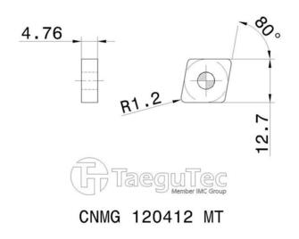 TaeguTec CNMG 120412MT TT8020 10kpl